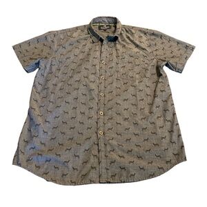 Michael Brandon Men’s Slim Fit Zebra Button Up Shirt Short Sleeve Size Medium